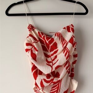 H&M Red and White Ruched Cami